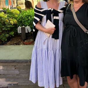 anthropologie white and blue striped dress